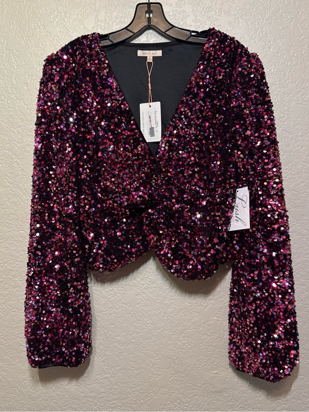 Skies Are Blue Sequin Twist Crop Top